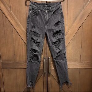 American Eagle Outfitters Ripped Charcoal Boyfriend Jeans